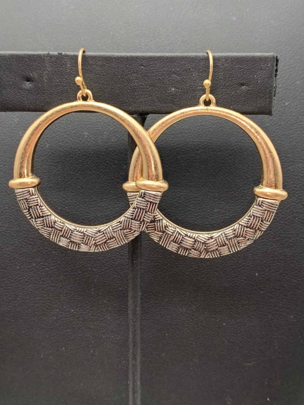 Matte Gold-Tone and silver tone Textured Hoop Earrings - Women Jewelry